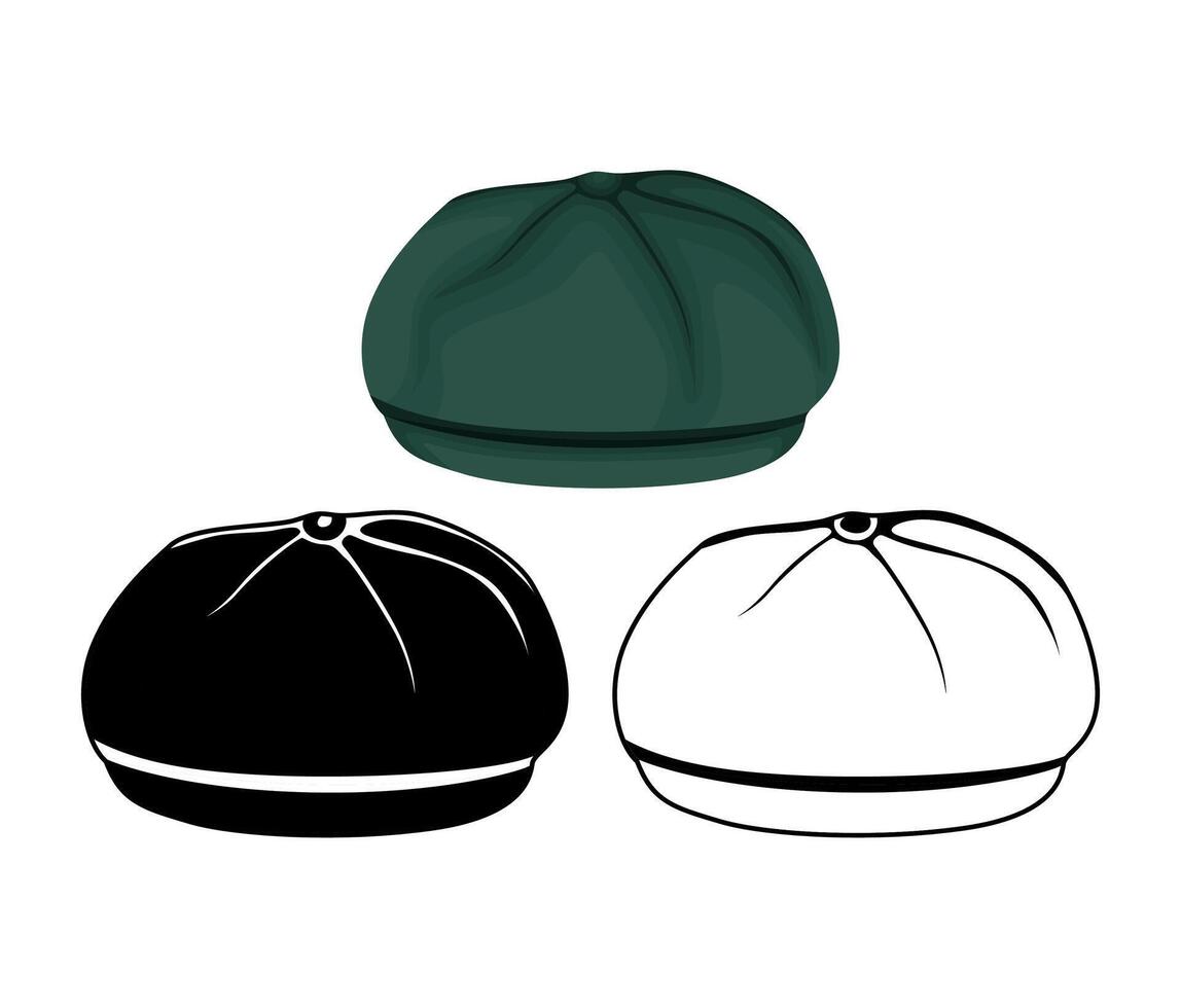 ensemble bouffant vert casquette icône vecteur illustration