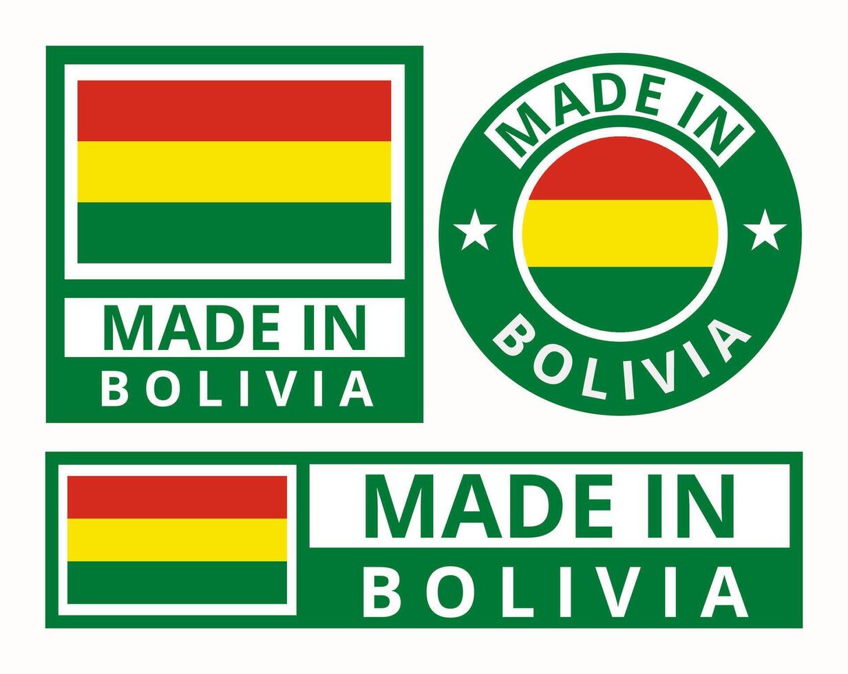 vecteur ensemble fabriqué dans Bolivie conception produit Étiquettes affaires Icônes illustration