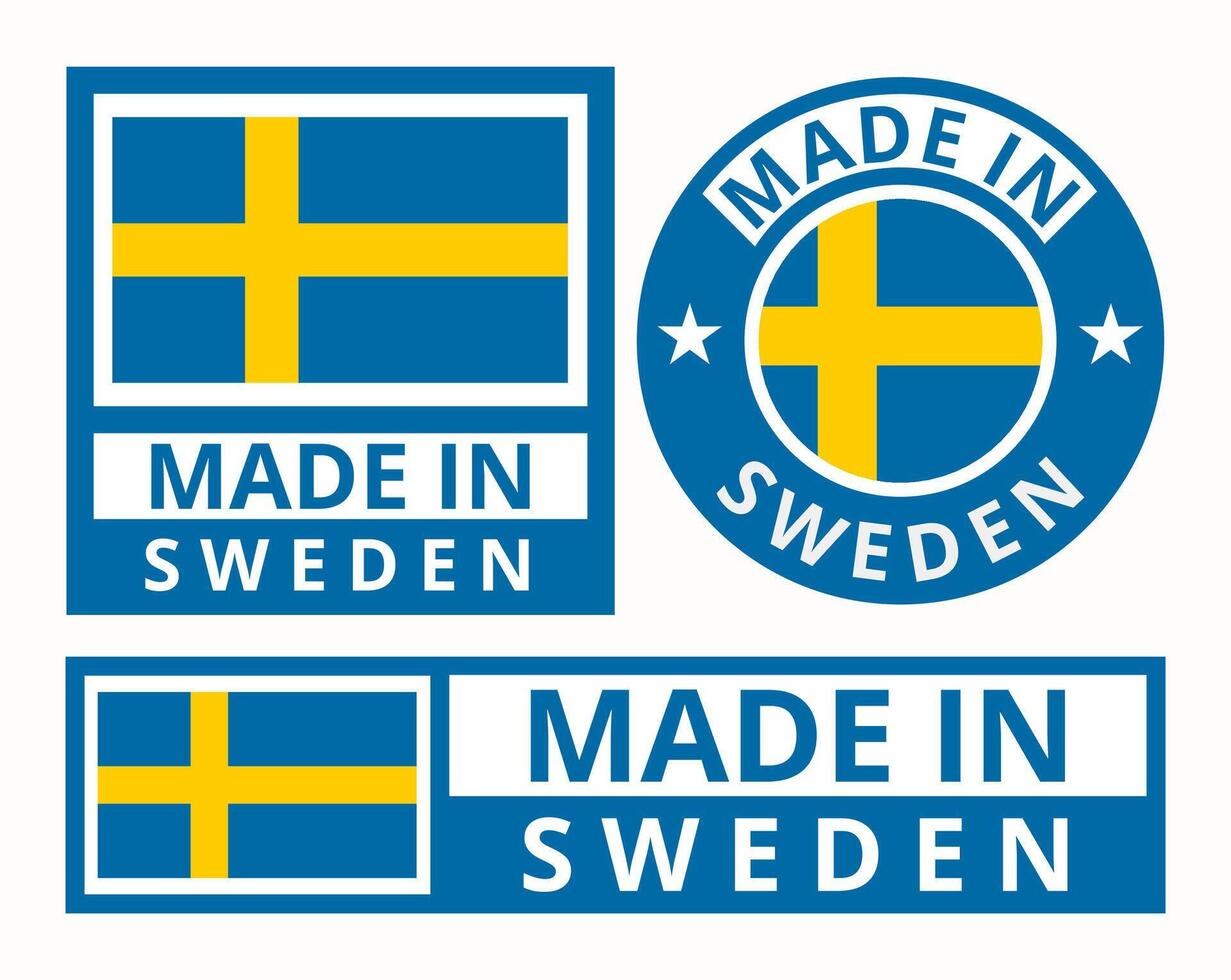 vecteur ensemble fabriqué dans Suède conception produit Étiquettes affaires Icônes illustration