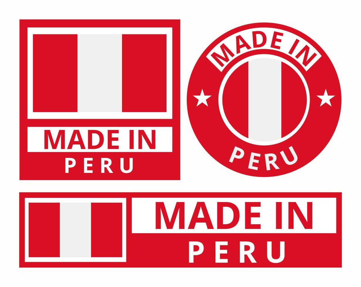 vecteur ensemble fabriqué dans Pérou conception produit Étiquettes affaires Icônes illustration