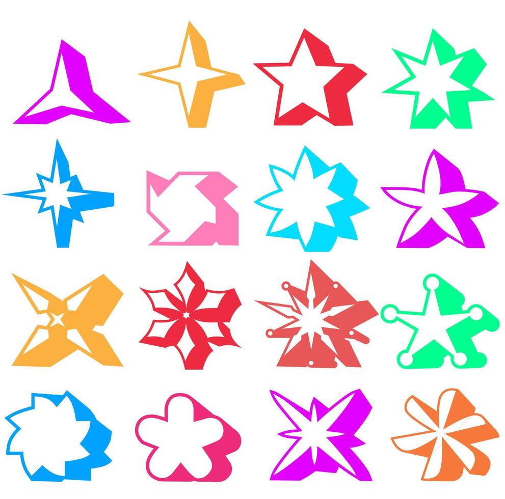 ensemble coloré branché étoiles icône logo éléments vecteur illustration
