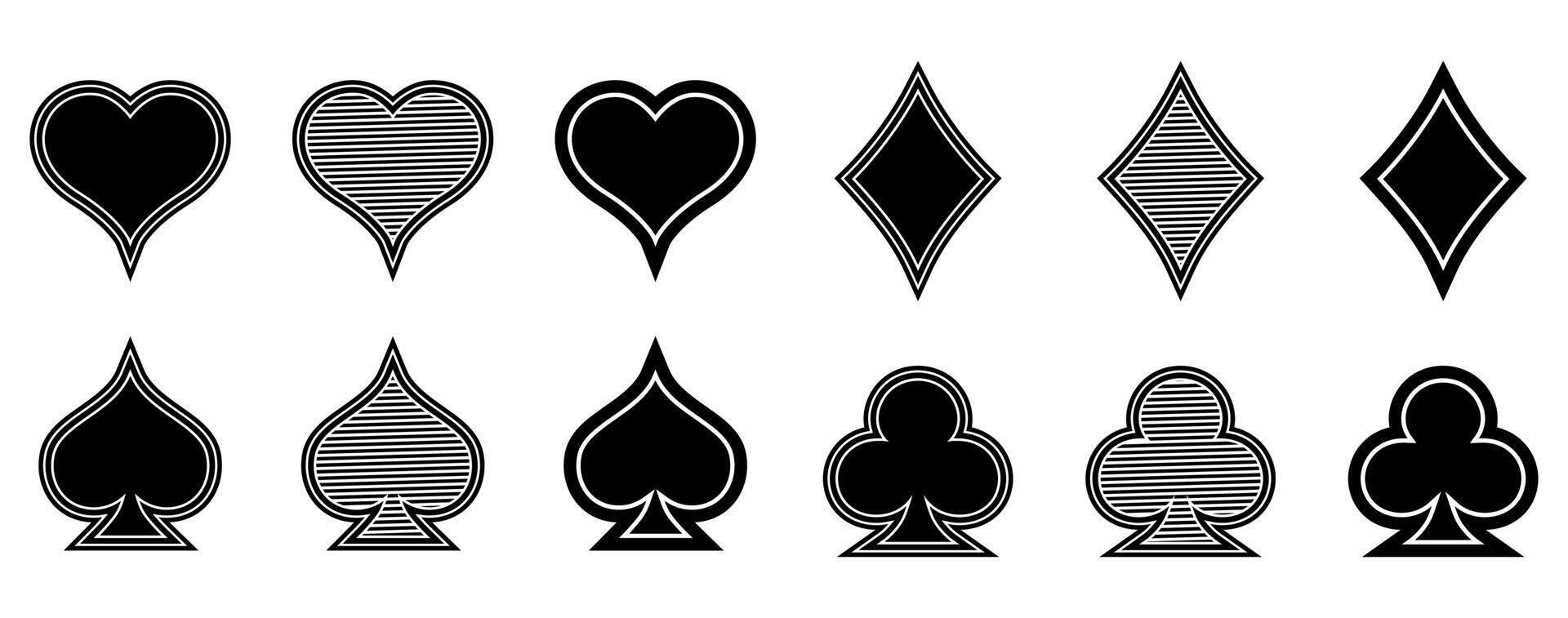 ensemble en jouant carte costume icône symbole poker vecteur