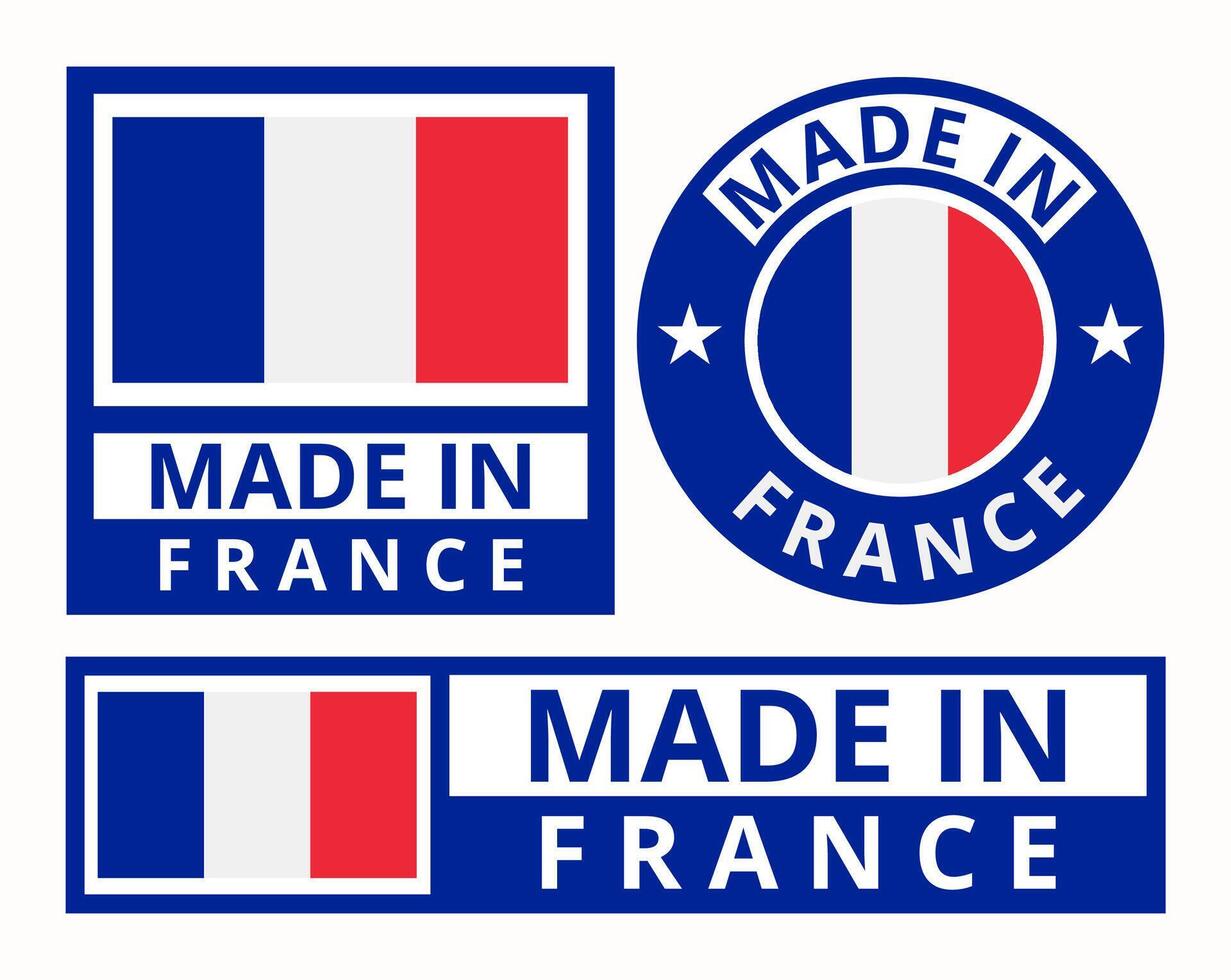 vecteur ensemble fabriqué dans France conception produit Étiquettes affaires Icônes illustration