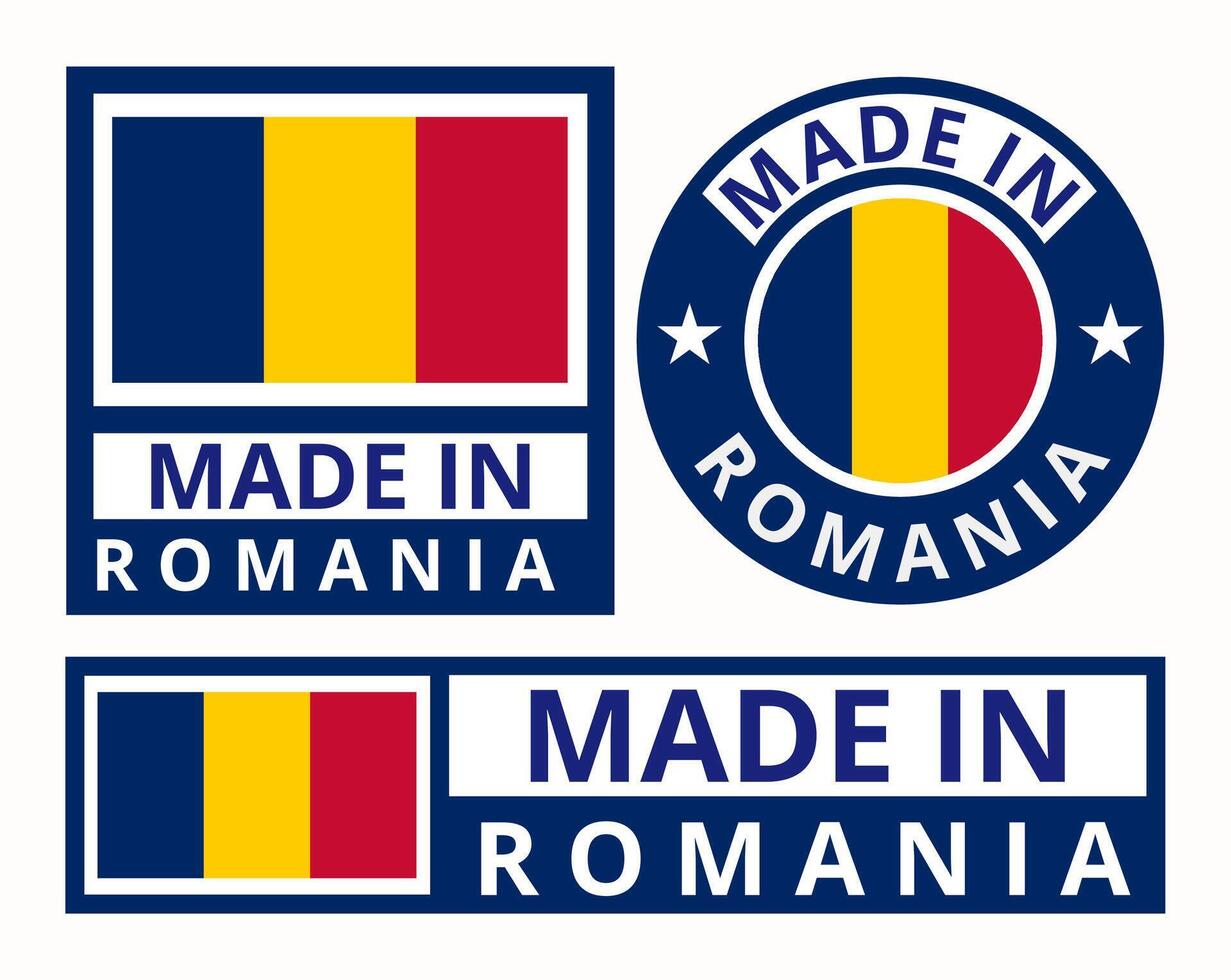 vecteur ensemble fabriqué dans Roumanie conception produit Étiquettes affaires Icônes illustration