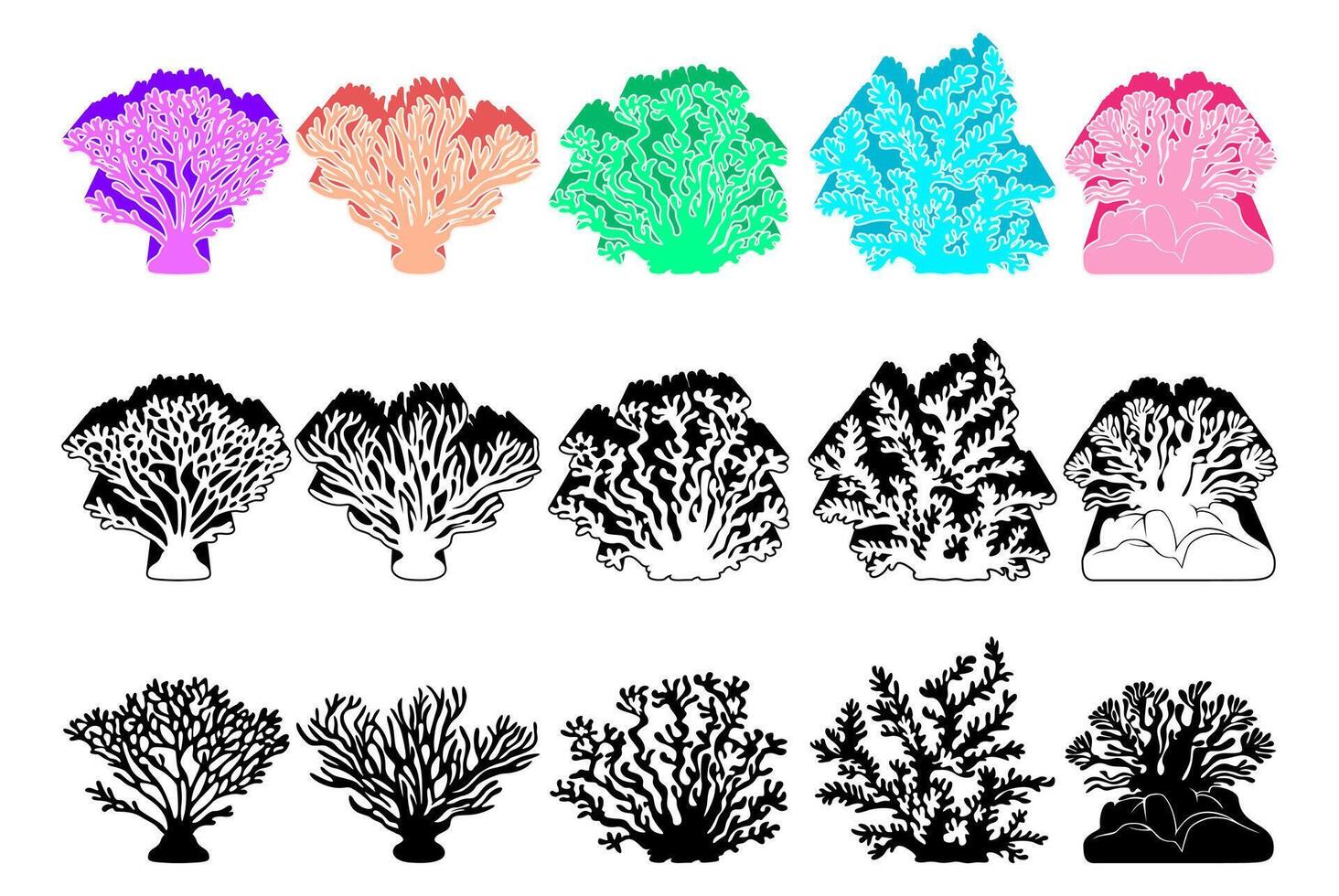 ensemble branché coraux icône conception vecteur illustration