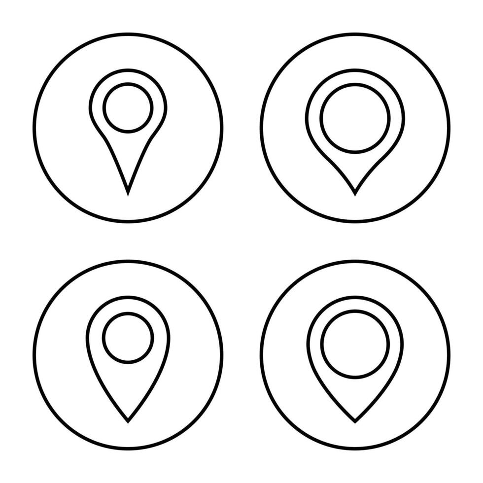 carte épingle ligne icône vecteur sur cercle contour. emplacement marqueur signe symbole