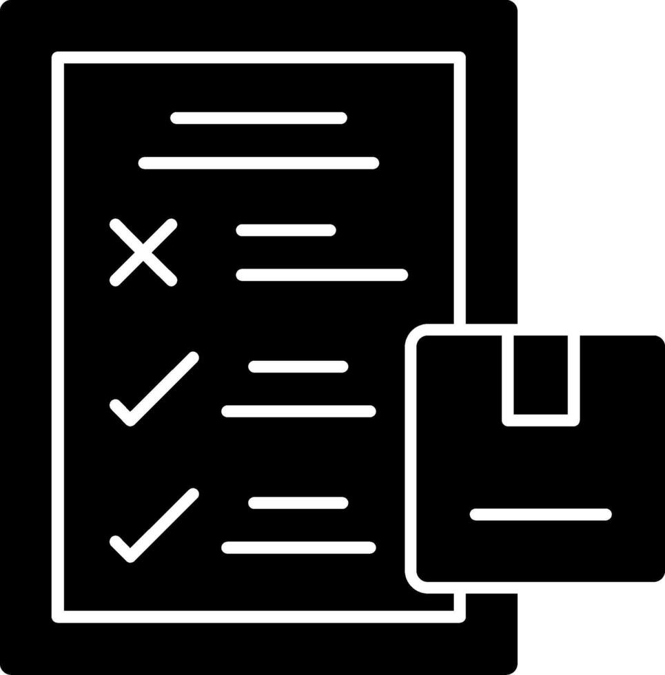 inspection liste de contrôle glyphe icône vecteur