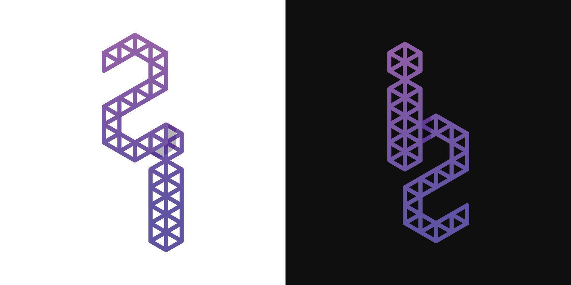 des lettres je suis et zi polygone logo, adapté pour affaires en relation à polygone avec je suis ou zi initiales vecteur