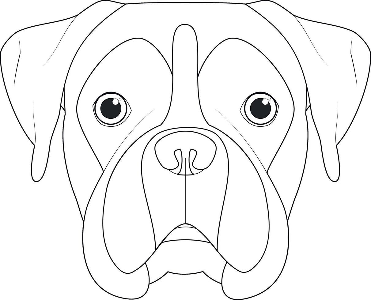 boxeur chien facile coloration dessin animé vecteur illustration. isolé sur blanc Contexte