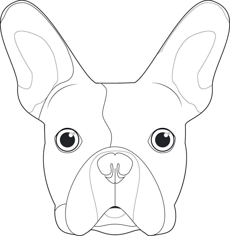 français bouledogue chien facile coloration dessin animé vecteur illustration. isolé sur blanc Contexte