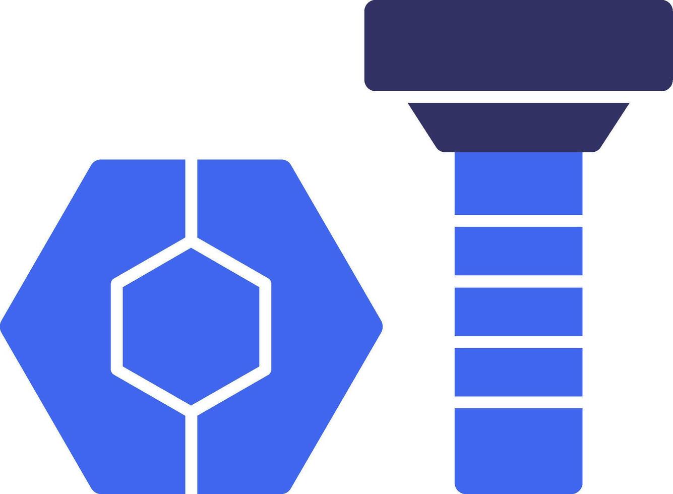 écrou et boulon solide deux Couleur icône vecteur