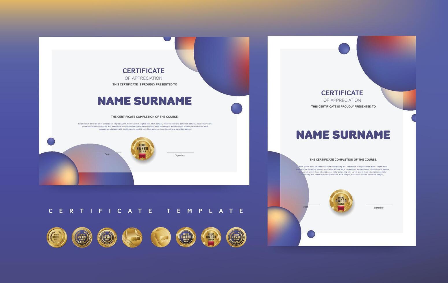 certificat de appréciation ou prix diplôme modèle conception et vecteur d'or luxe prime badges conception