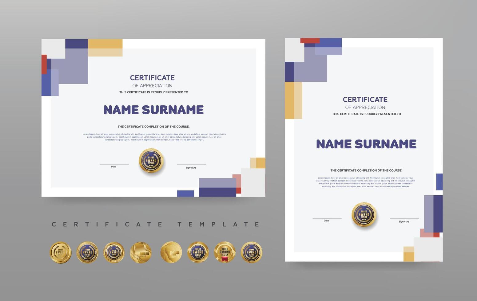 certificat de appréciation ou prix diplôme modèle conception et vecteur d'or luxe prime badges conception