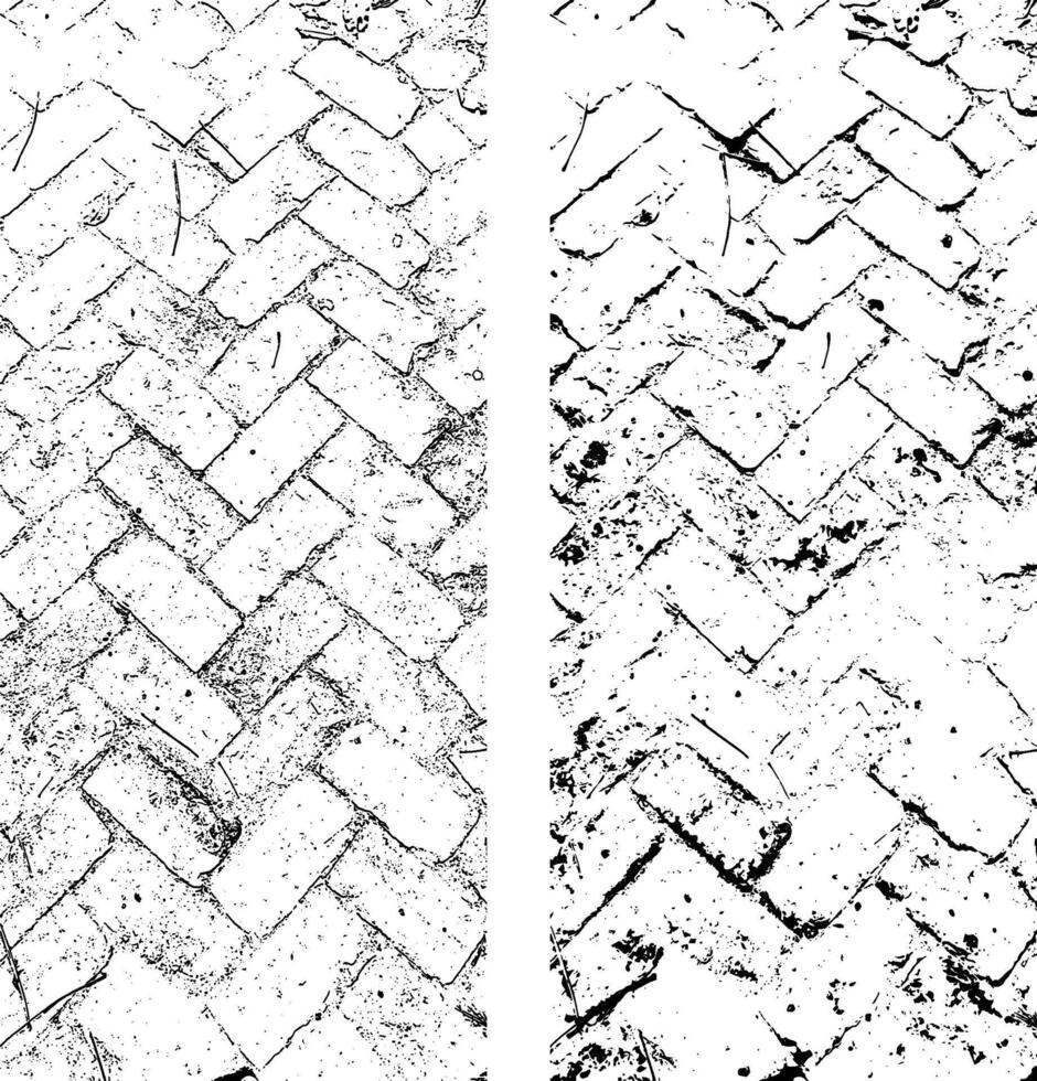 une ensemble de quatre différent textures de une brique mur, grunge texture Contexte noir et blanc Couleur avec vieux briques mur texture ancien vieux brique sol vecteur