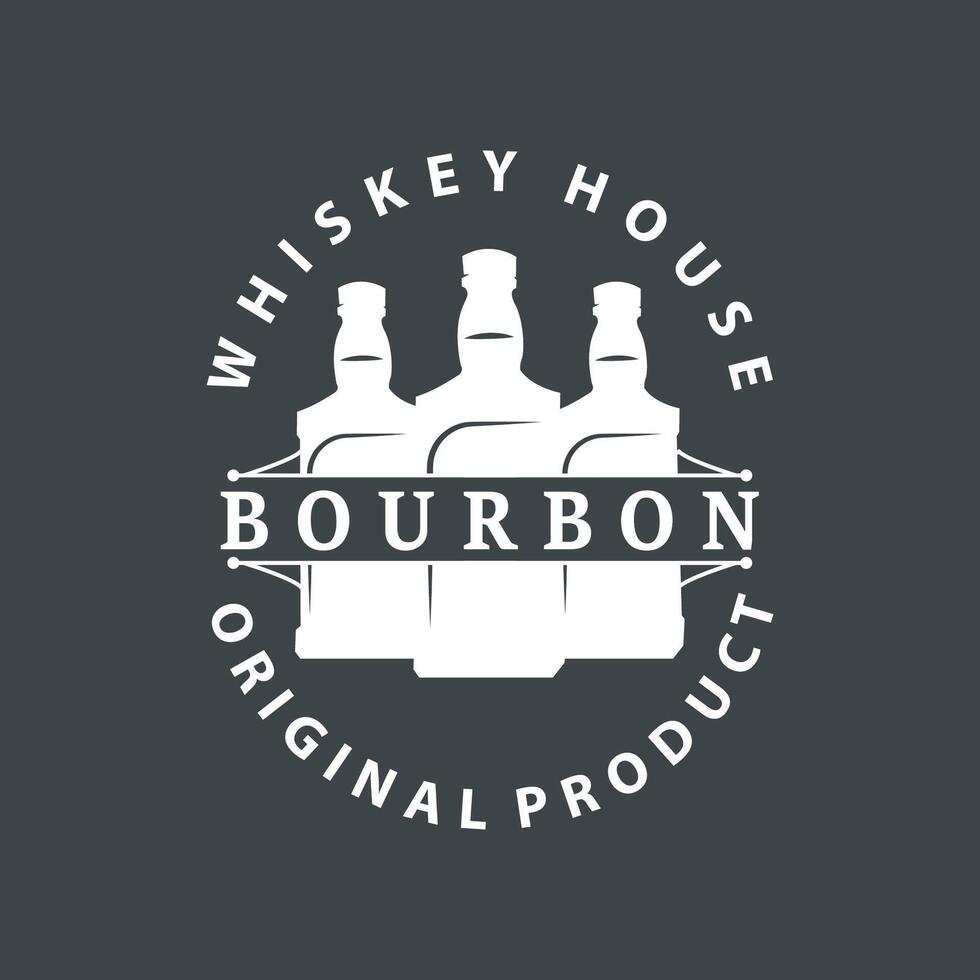 whisky logo conception vieux boisson bouteille Facile style rétro ancien bar restaurant modèle illustration vecteur