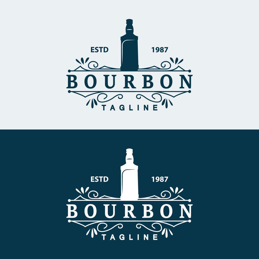 whisky logo conception vieux boisson bouteille Facile style rétro ancien bar restaurant modèle illustration vecteur