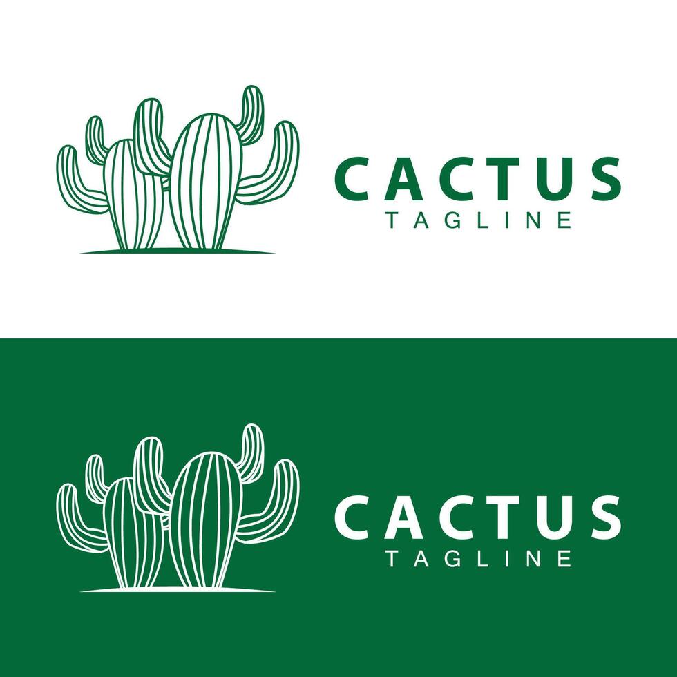vert plante cactus logo conception avec désert plante symbole illustration vecteur icône modèle