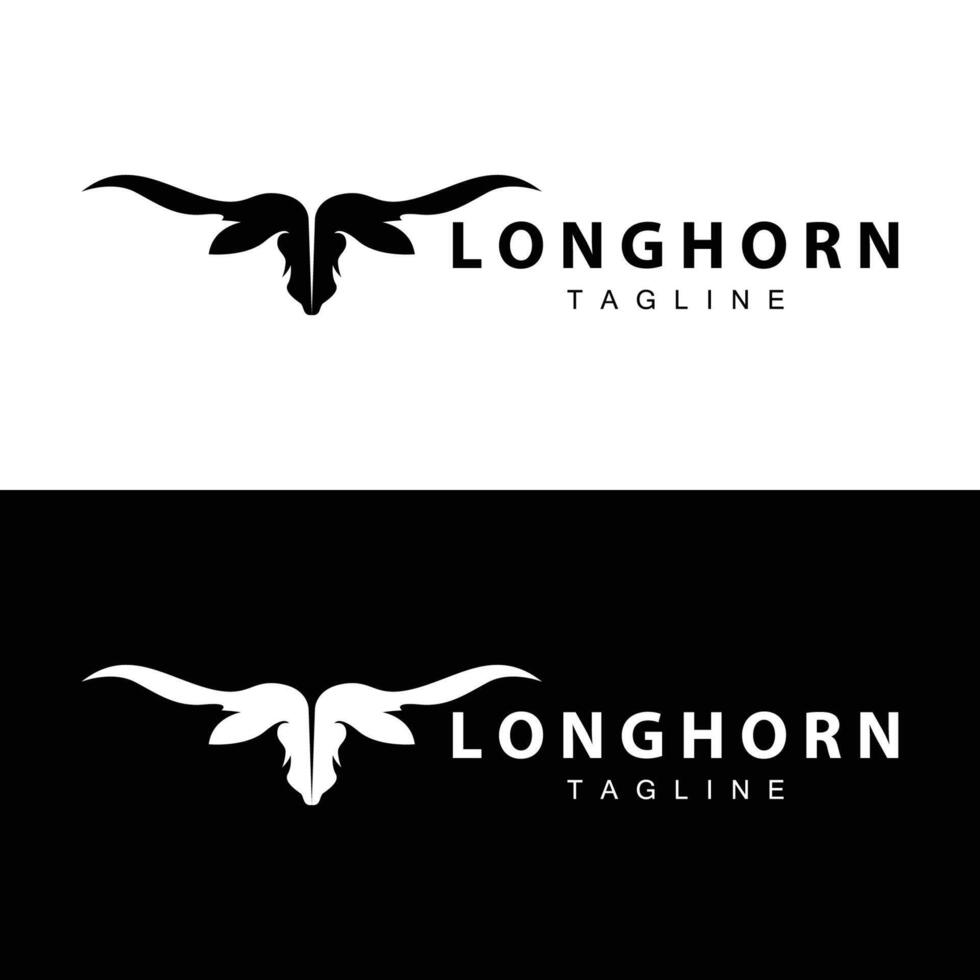 longhorn logo conception ancien vieux taureau Texas occidental pays noir silhouette vecteur