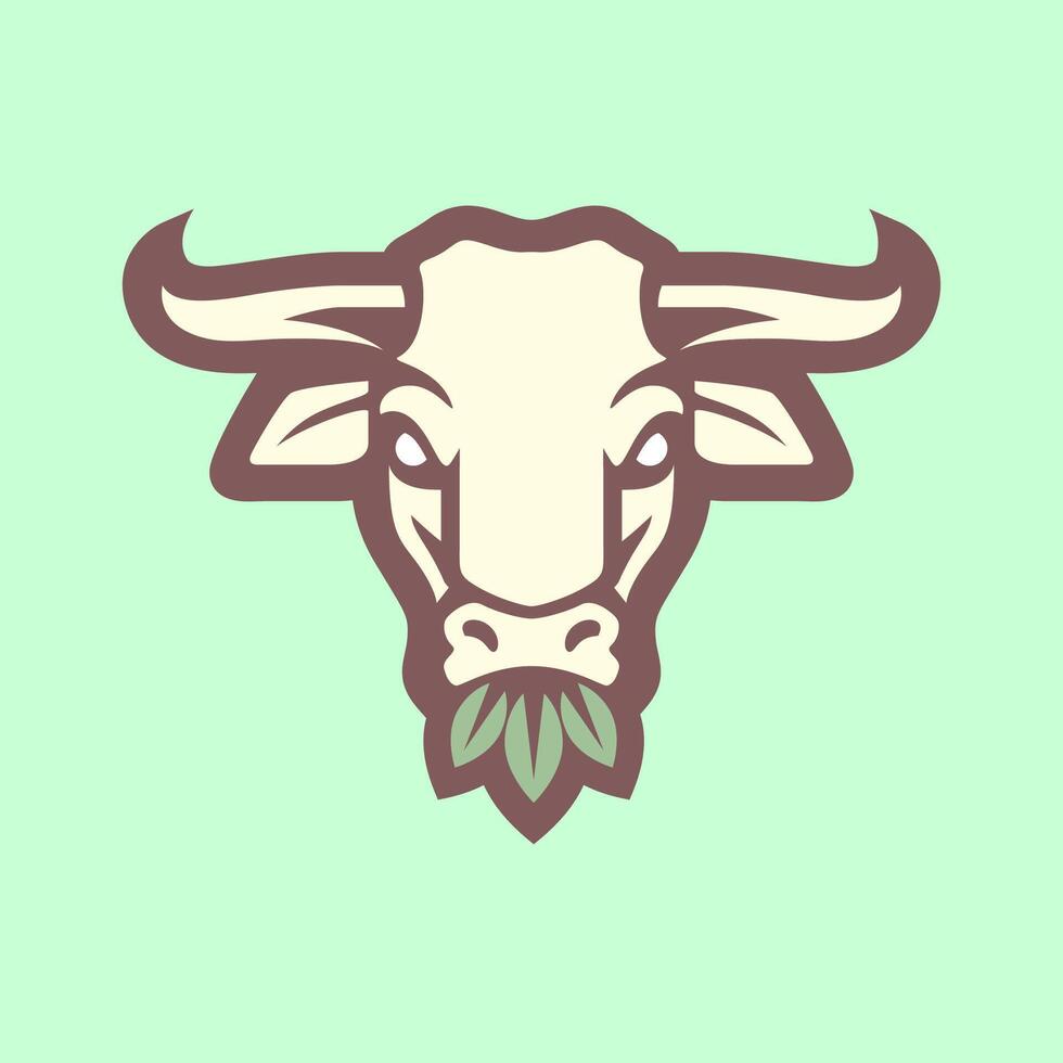 tête vache longue klaxon bétail mascotte personnage coloré moderne dessin animé logo conception vecteur icône illustration