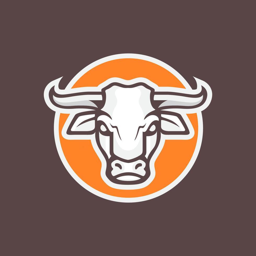 tête vache longue klaxon bétail mascotte personnage coloré moderne dessin animé logo conception vecteur icône illustration