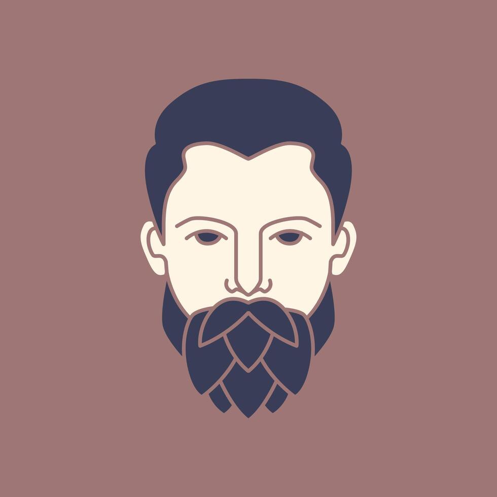 homme visage portrait cool barbu style mascotte dessin animé personnage Facile moderne logo conception vecteur icône illustration