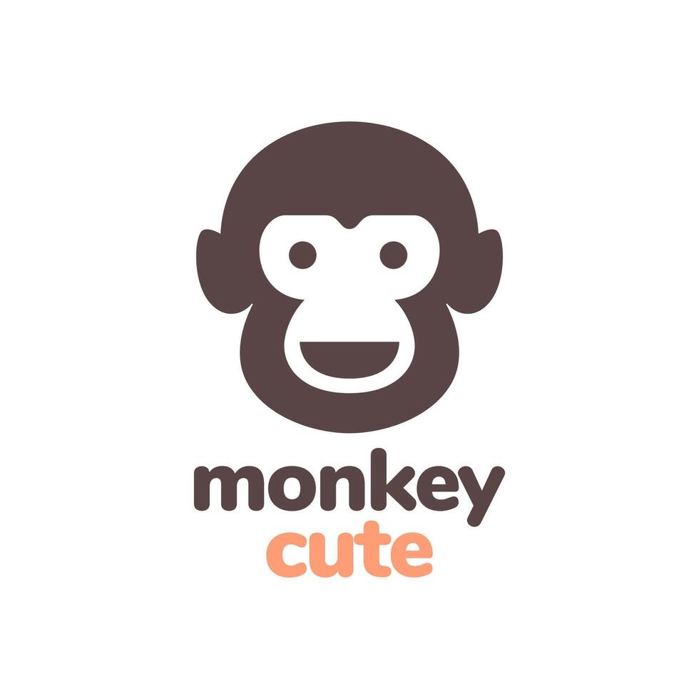 singe primate portrait mignonne mascotte dessin animé coloré logo conception vecteur icône illustration