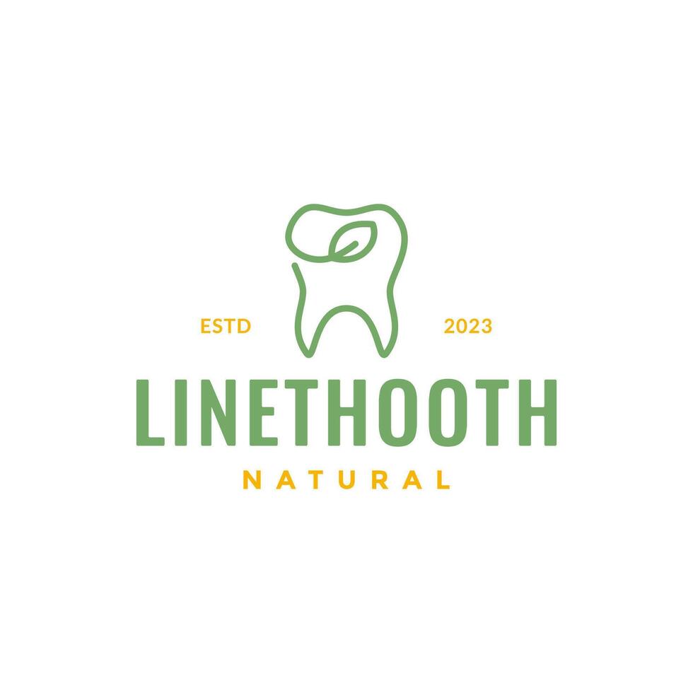 dent dentaire feuilles la nature à base de plantes lignes Facile coloré minimal moderne logo conception vecteur icône illustration