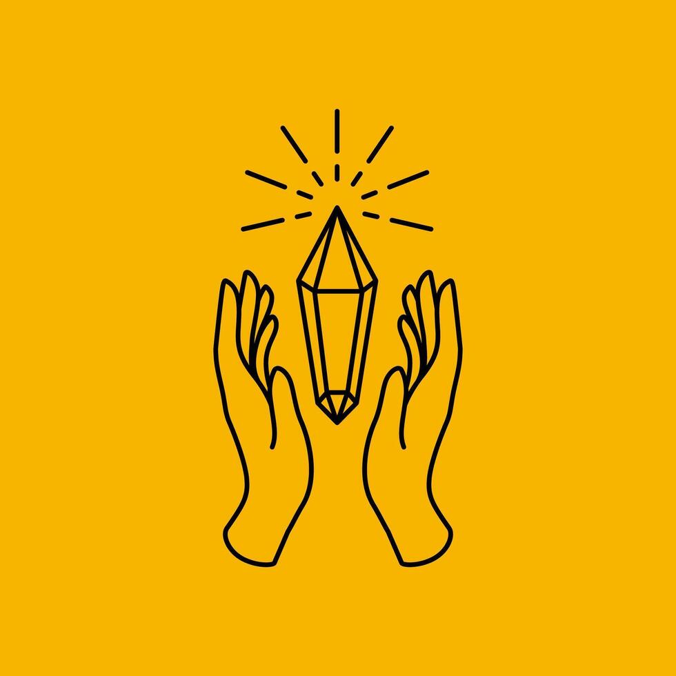 mains espérer diamant or sunburst lignes style Facile minimaliste logo conception vecteur icône illustration