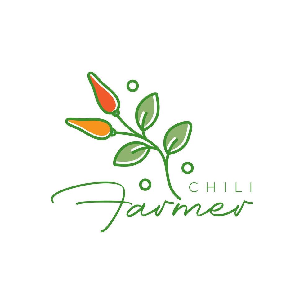 le Chili rouge plante féminin style ligne Facile coloré moderne minimaliste logo conception vecteur illustration