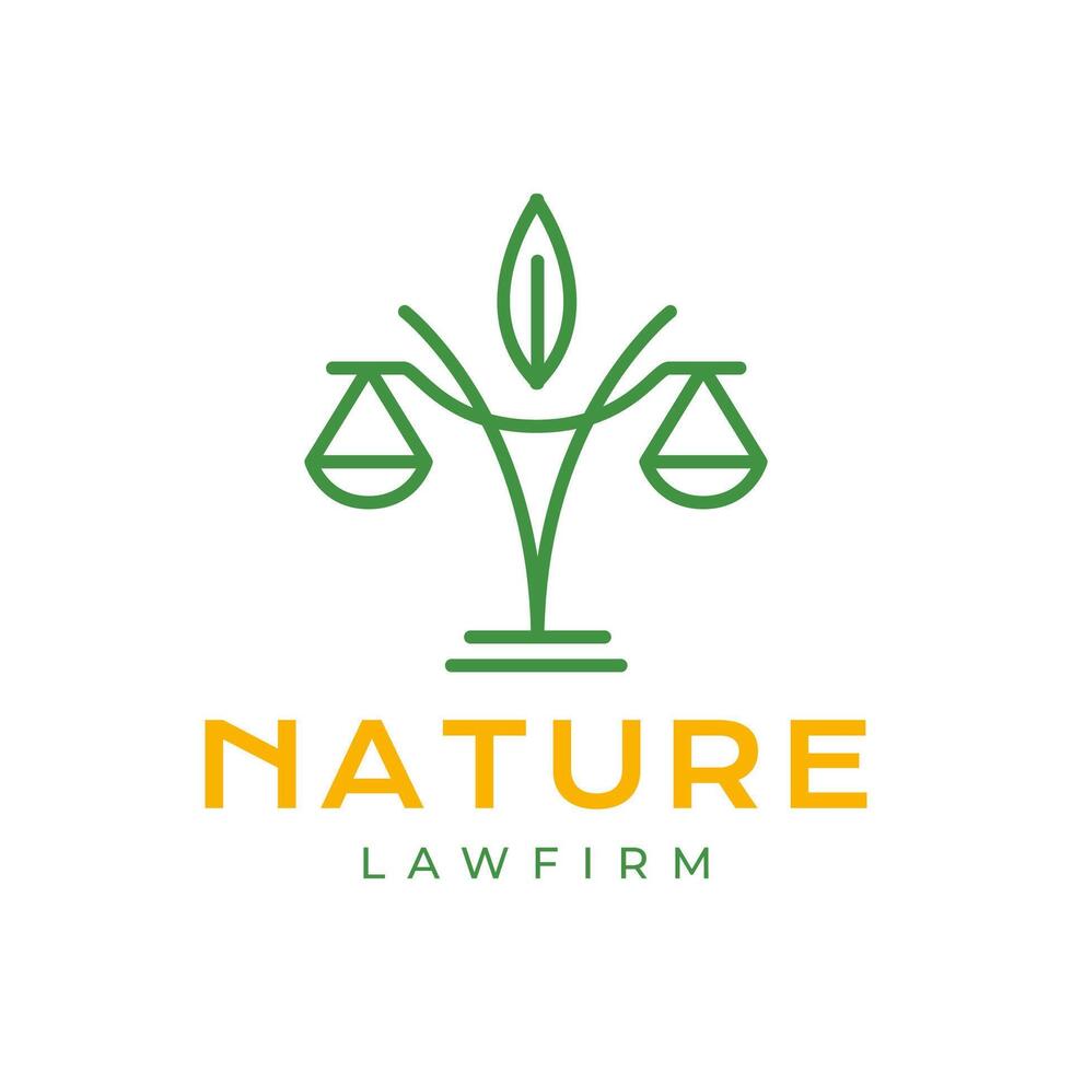 équilibre échelle avocat loi raffermir feuilles la nature moderne ligne style Facile minimal logo conception vecteur icône illustration