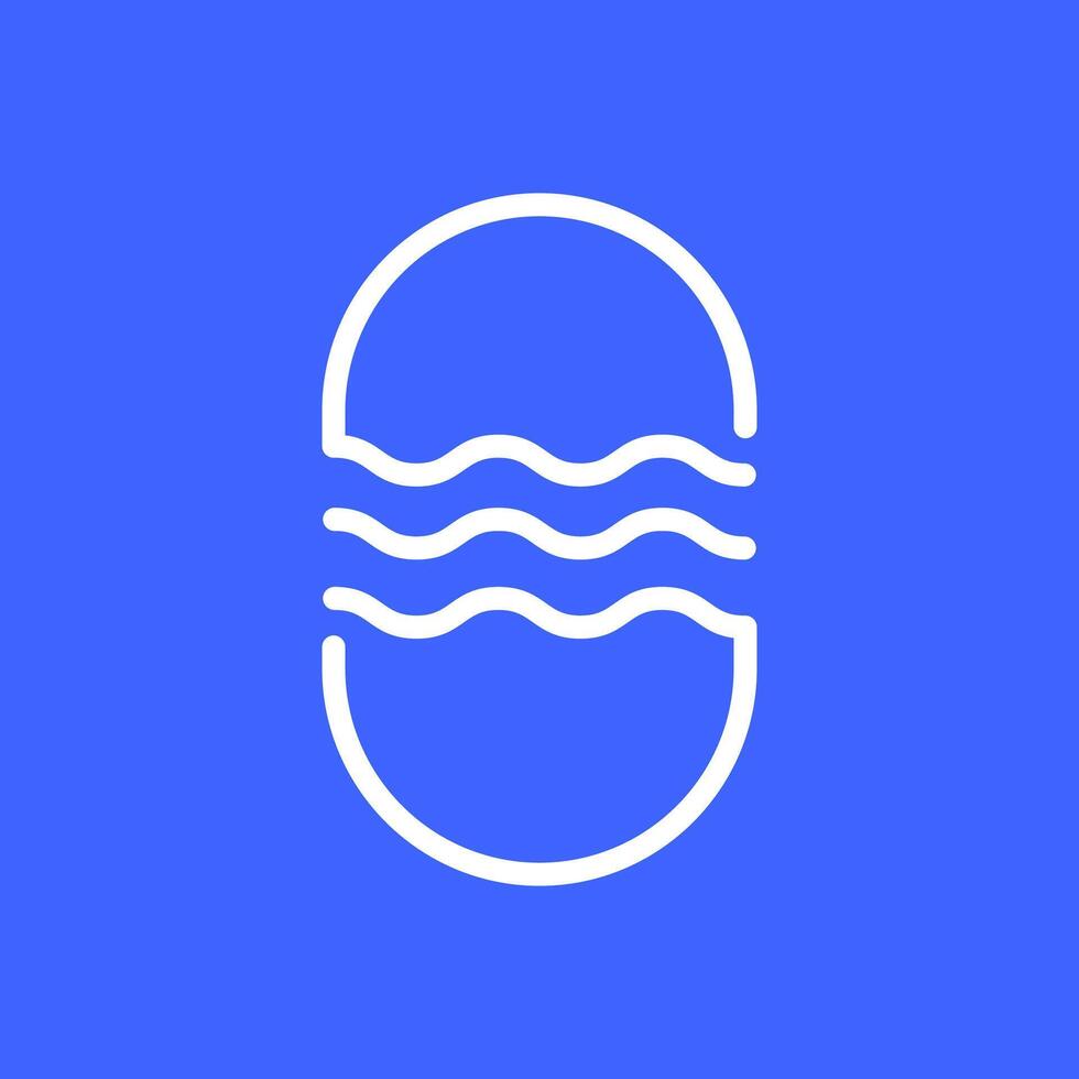 se détendre l'eau vague vent plage arrondi Facile ligne style autocollant logo conception vecteur icône illustration