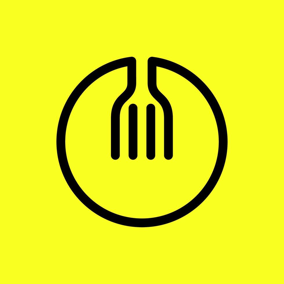 fourchette cercle géométrique arrondi forme minimaliste Facile style plat nettoyer moderne logo conception vecteur icône illustration