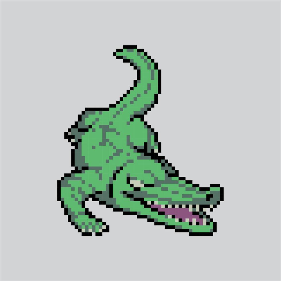 pixel art illustration alligator. pixélisé alligator. alligator reptile pixélisé pour le pixel art Jeu et icône pour site Internet et vidéo jeu. vieux école rétro. vecteur