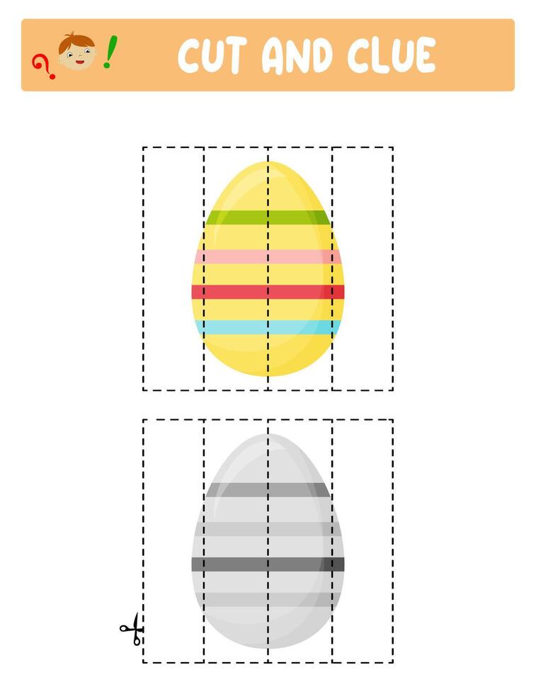 Couper et colle. Pâques des œufs. éducatif Jeu pour les enfants vecteur