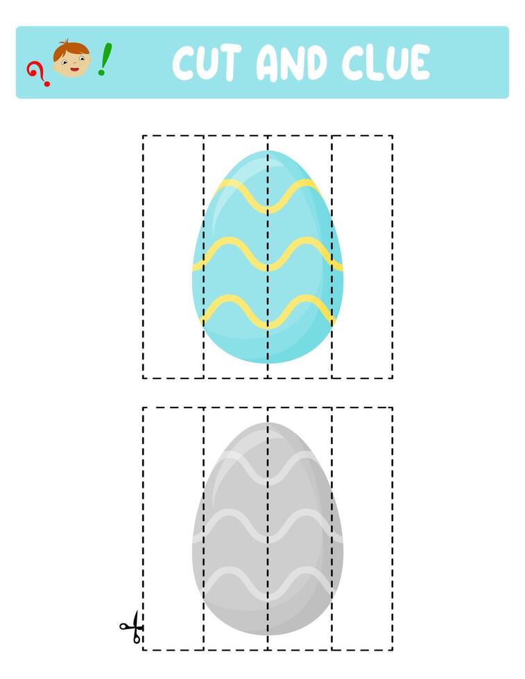 Couper et colle. Pâques des œufs. éducatif Jeu pour les enfants vecteur