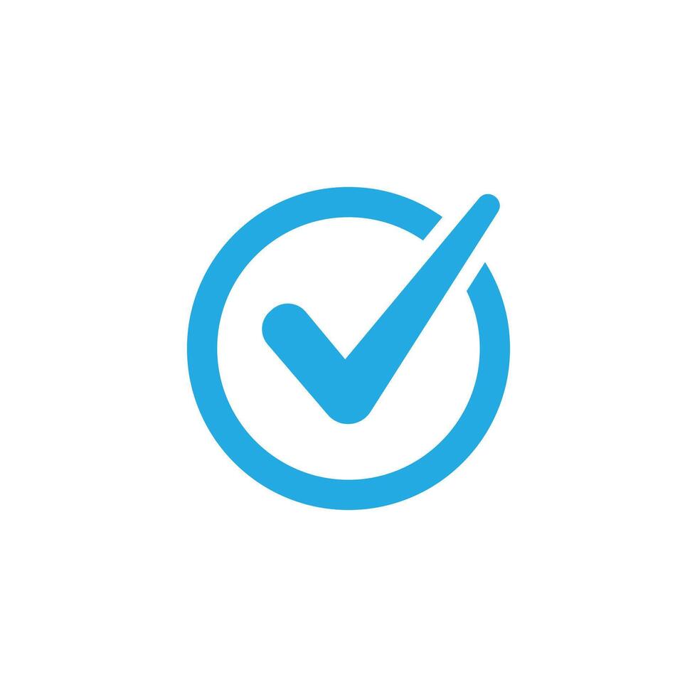 bleu vérifier marque icône symboles vecteur. symbole pour site Internet ordinateur et mobile isolé sur blanc Contexte vecteur