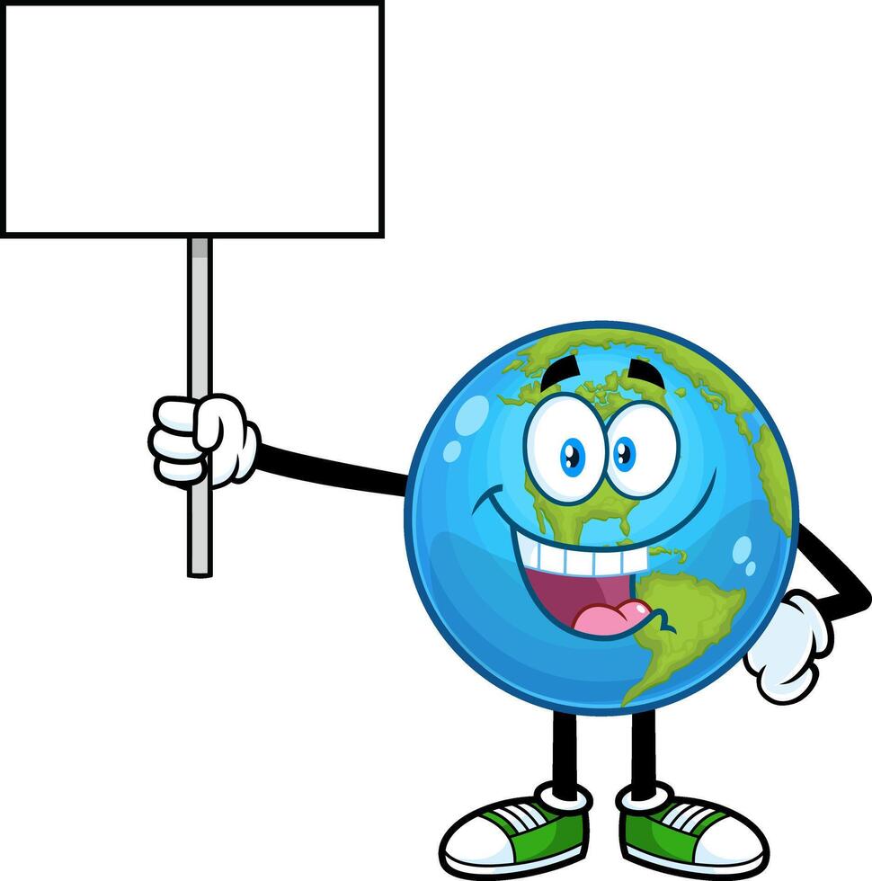 mignonne Terre globe dessin animé personnage en portant une Vide signe. vecteur main tiré illustration isolé sur transparent Contexte