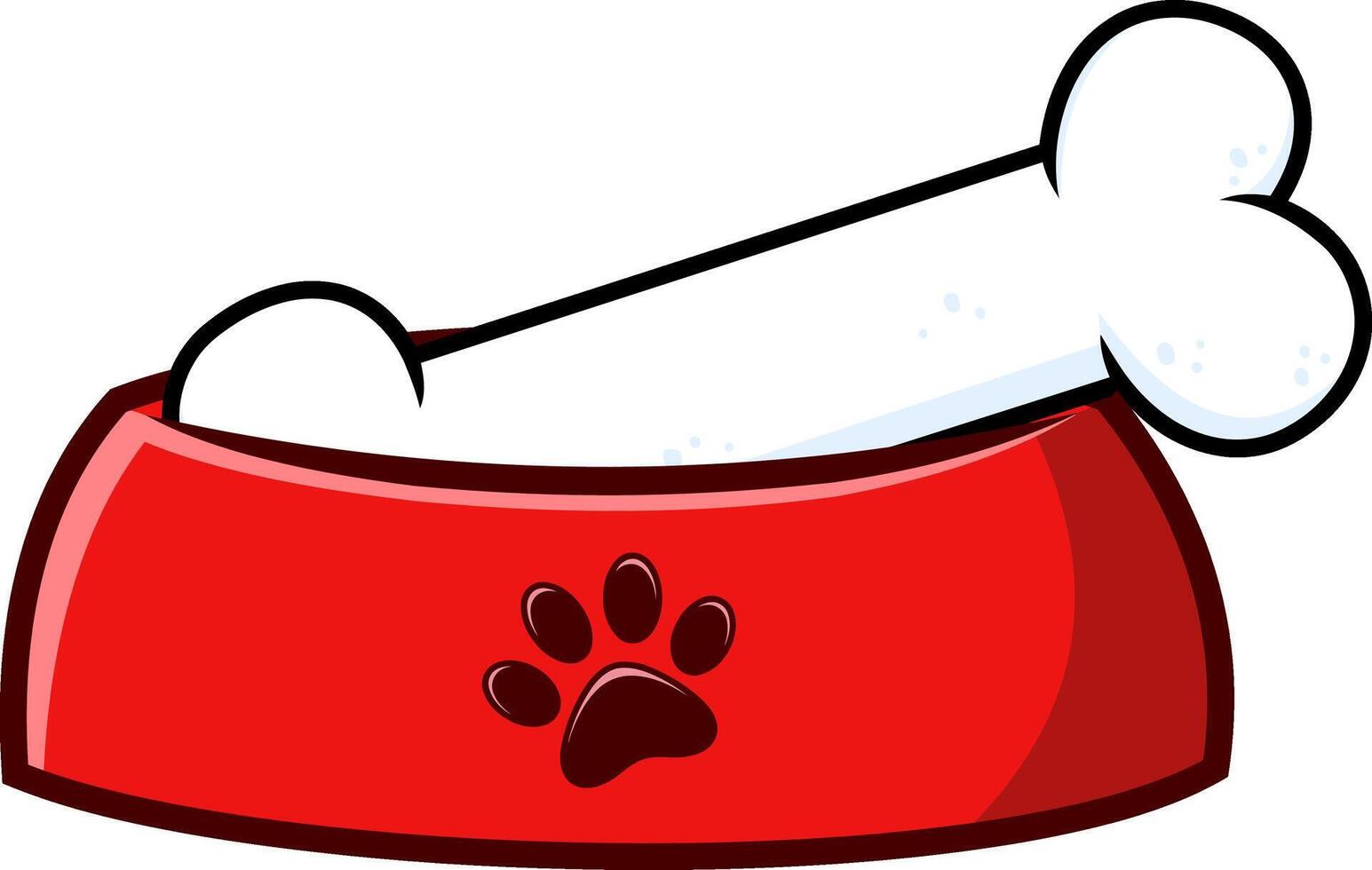 rouge chien bol avec OS main dessin. vecteur illustration isolé sur blanc Contexte