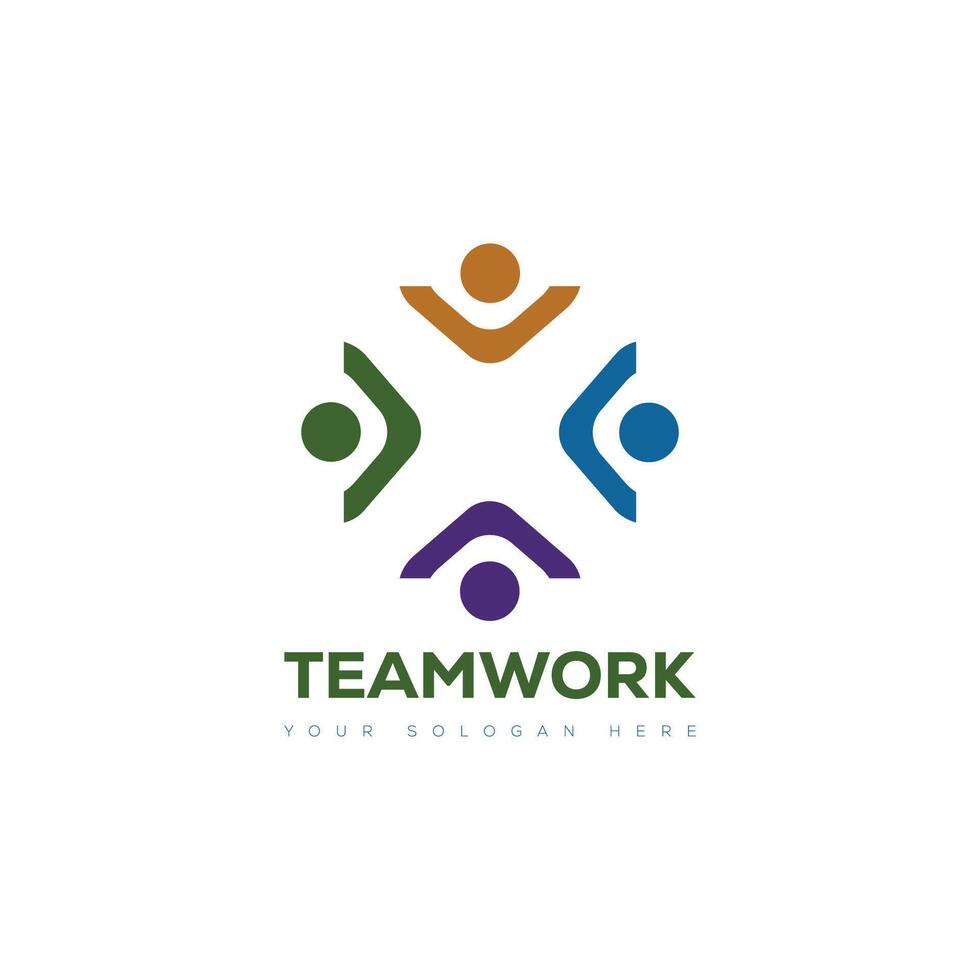 création de logo de communauté de personnes de travail d'équipe vecteur