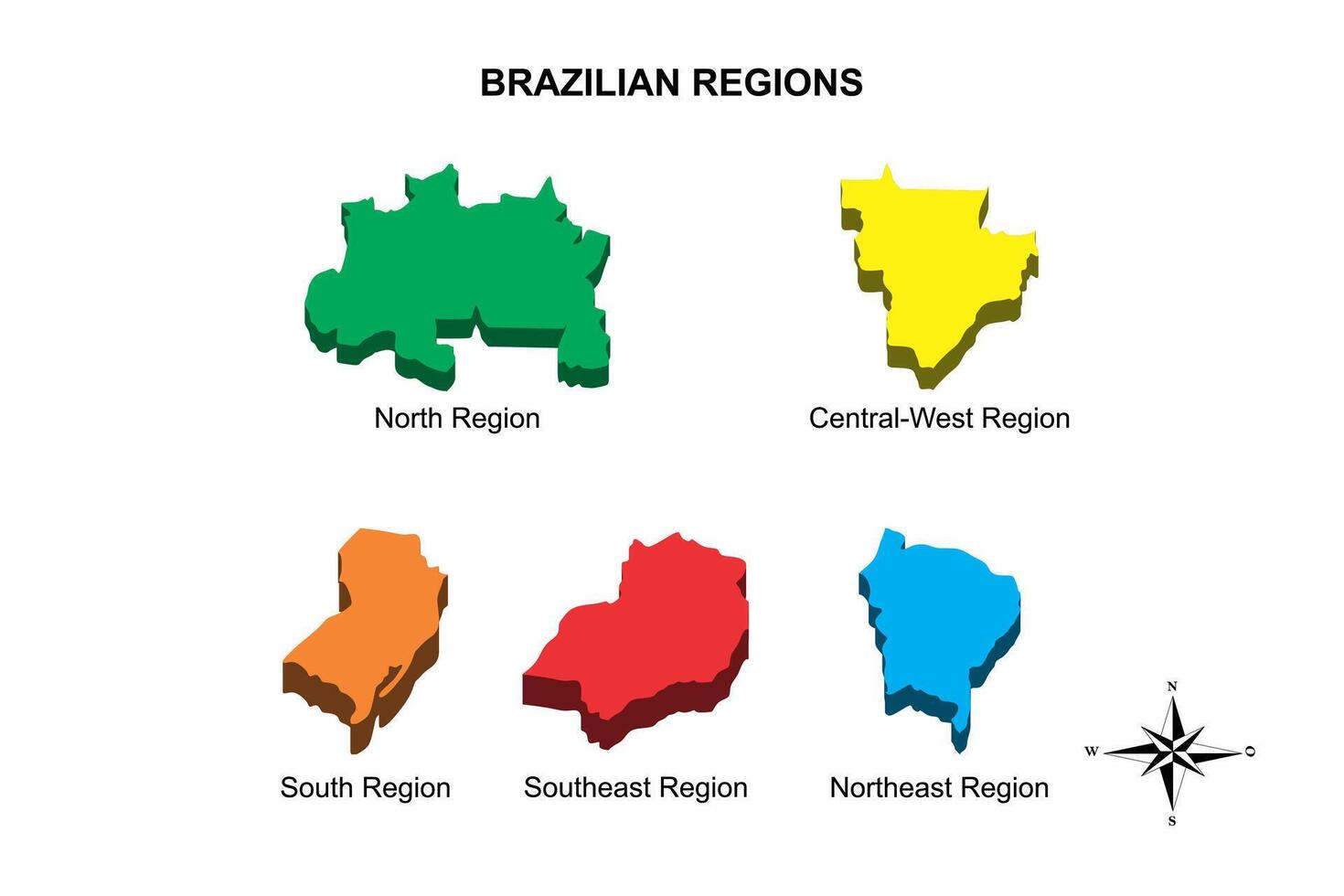 ensemble vecteur carte Régions de Brésil sur blanc Contexte