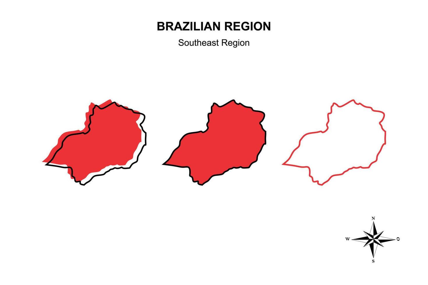 ensemble vecteur carte carte de le sud-est Région de Brésil sur blanc Contexte