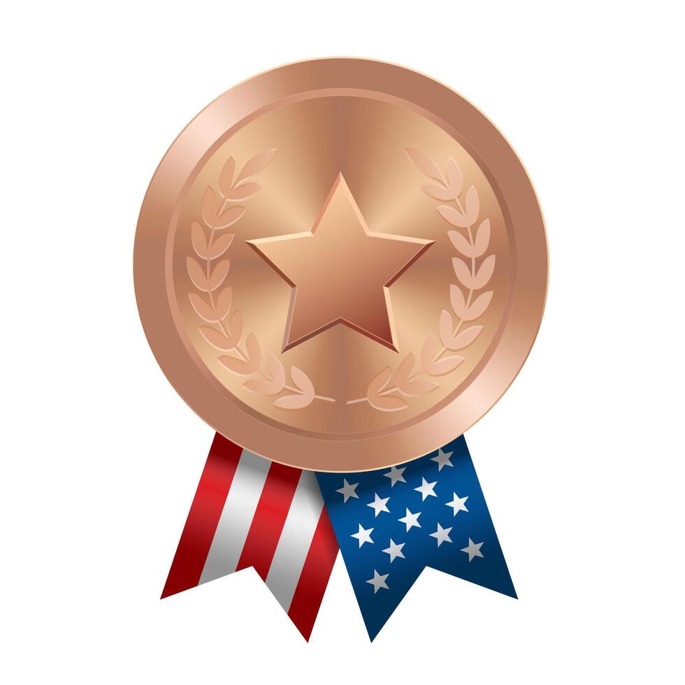 bronze prix sport médaille avec Etats-Unis rubans et étoile vecteur