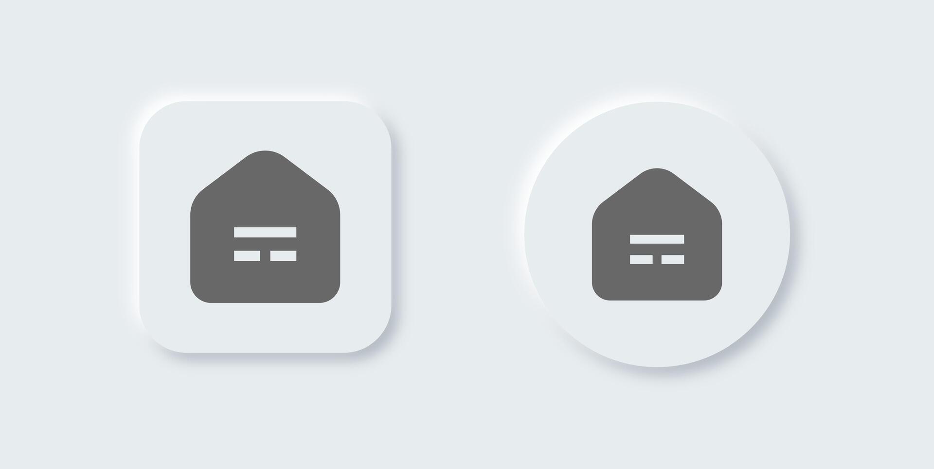 Accueil bouton solide icône dans néomorphe conception style. maison panneaux vecteur illustration.