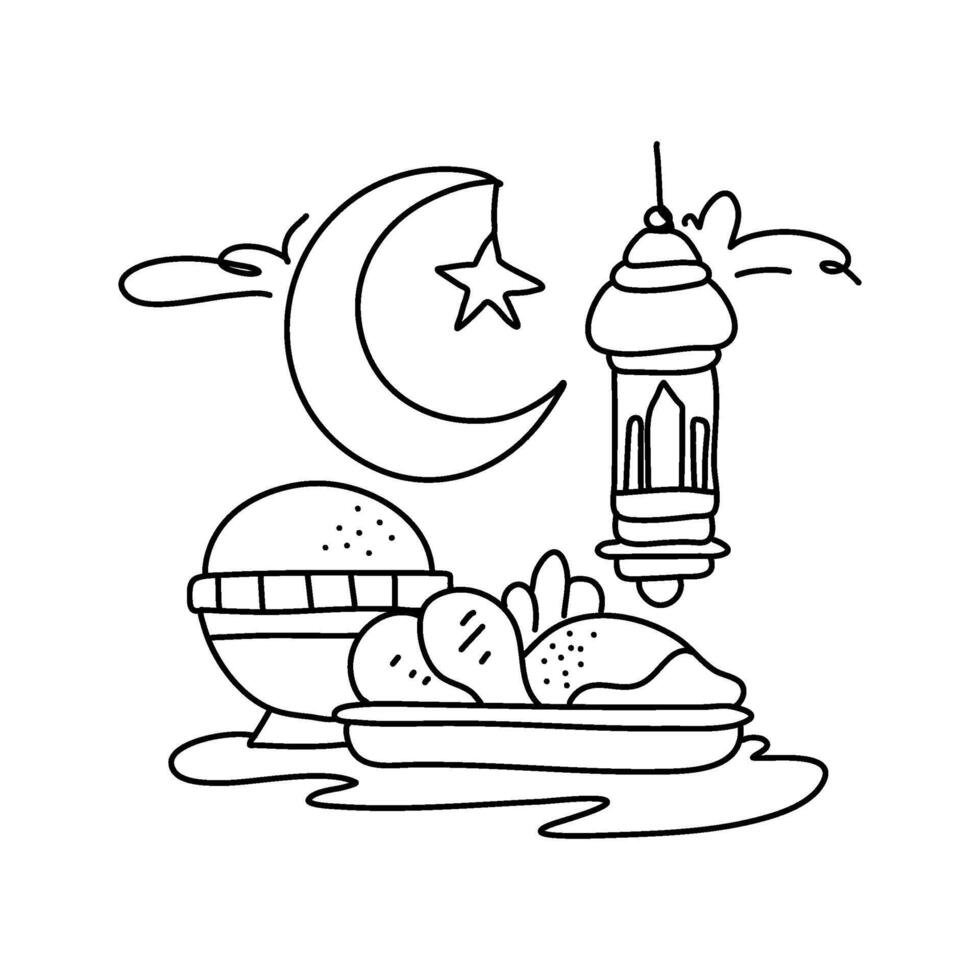 islamique Ramadan nourriture lune imprimable art minimaliste Accueil décor affiche vecteur