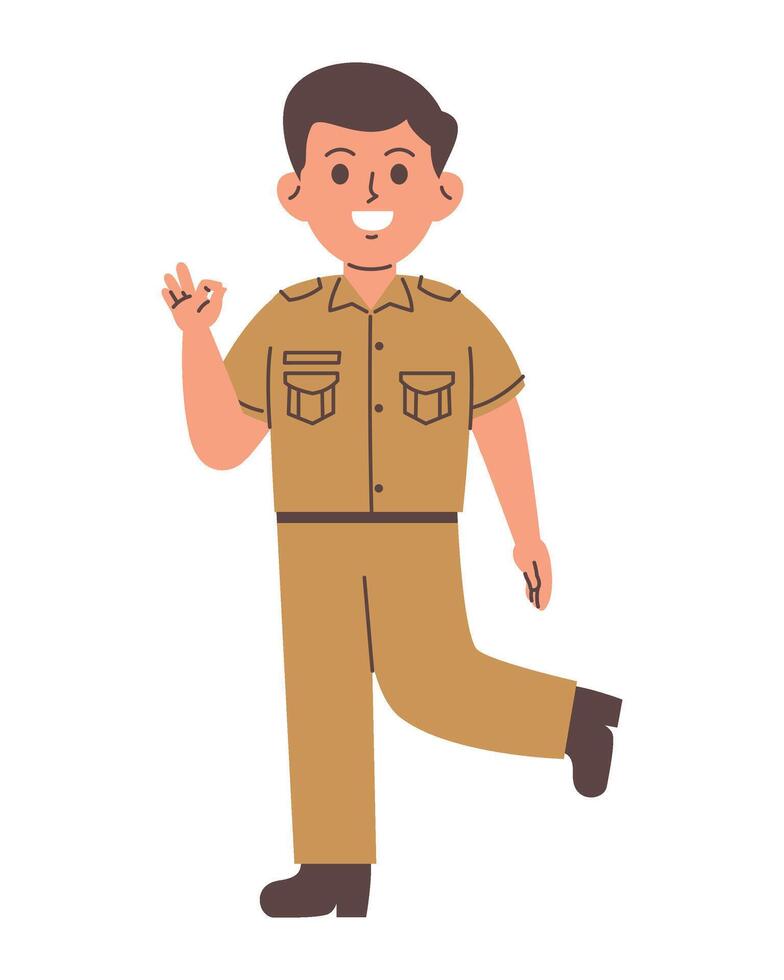 indonésien Masculin un service serviteur personnage vecteur