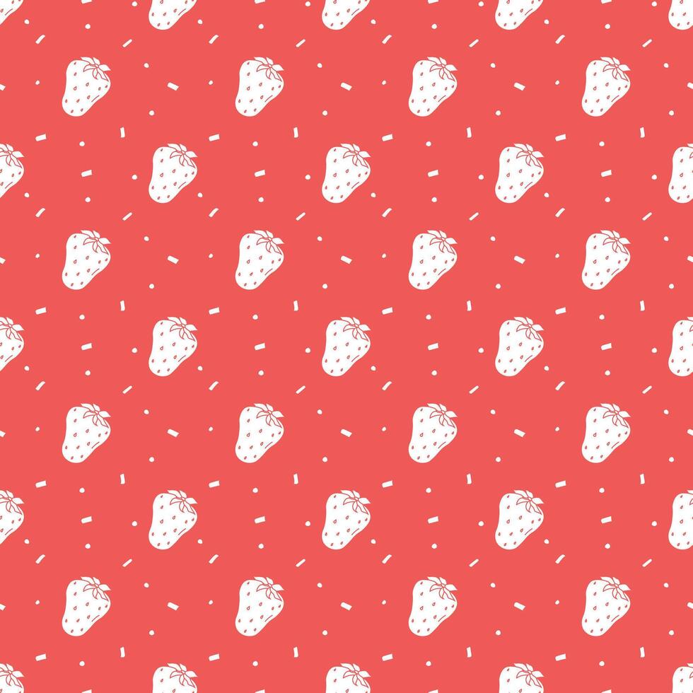 motif de fraises sans soudure. vecteur de doodle avec des icônes de fraises rouges. modèle de fraises vintage