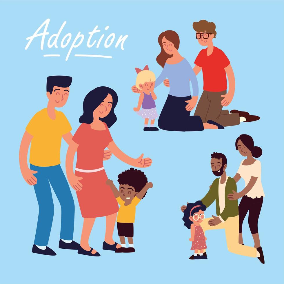 adoption différentes familles vecteur