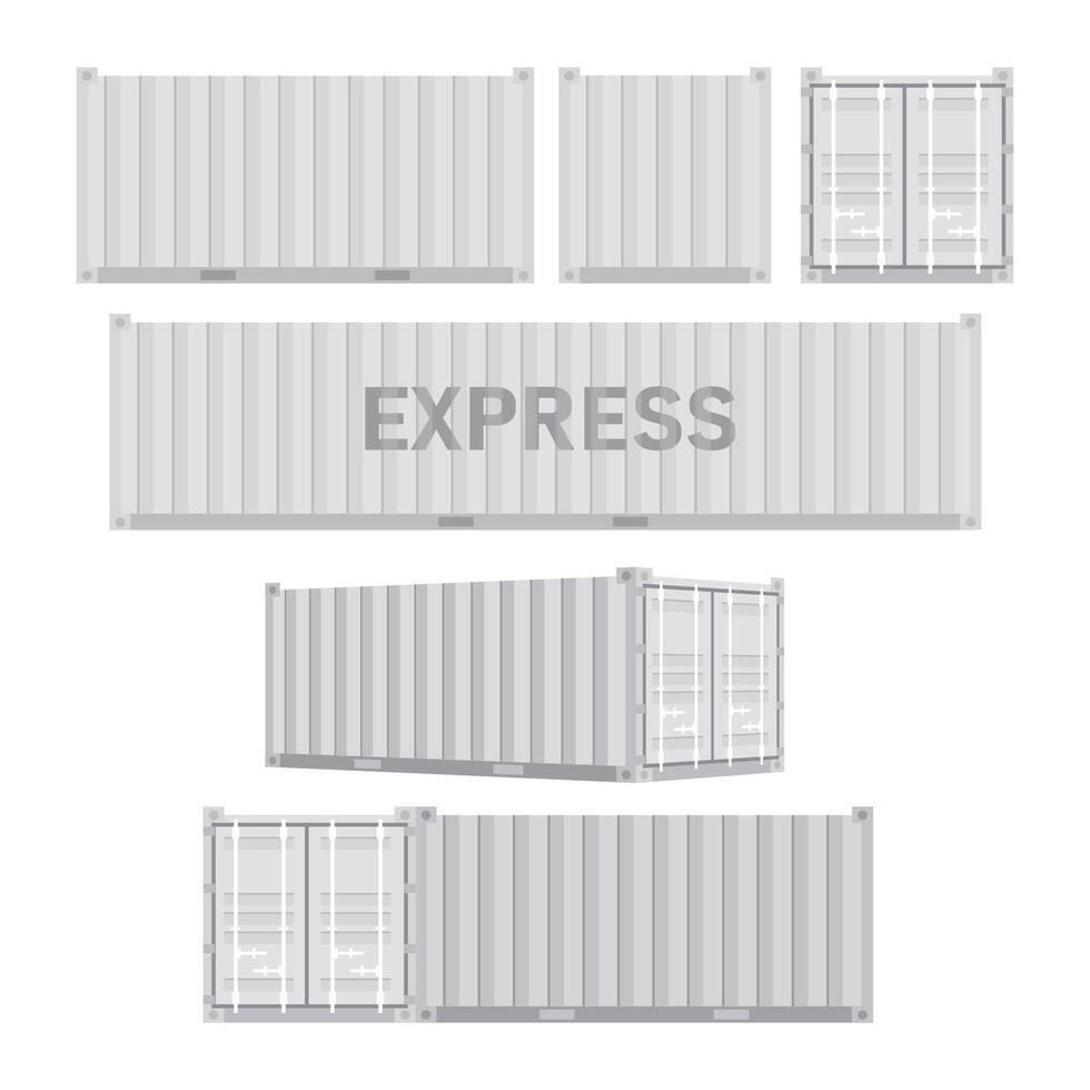 ensemble blanc cargaison conteneurs. cargaison expédition, livraison et transport. vecteur illustration