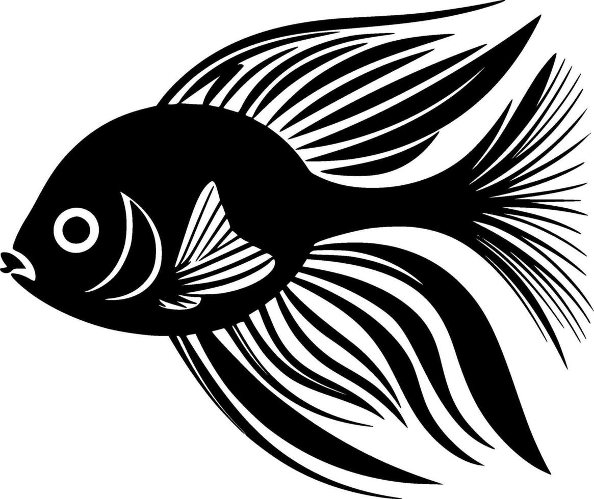 poisson ange - noir et blanc isolé icône - vecteur illustration