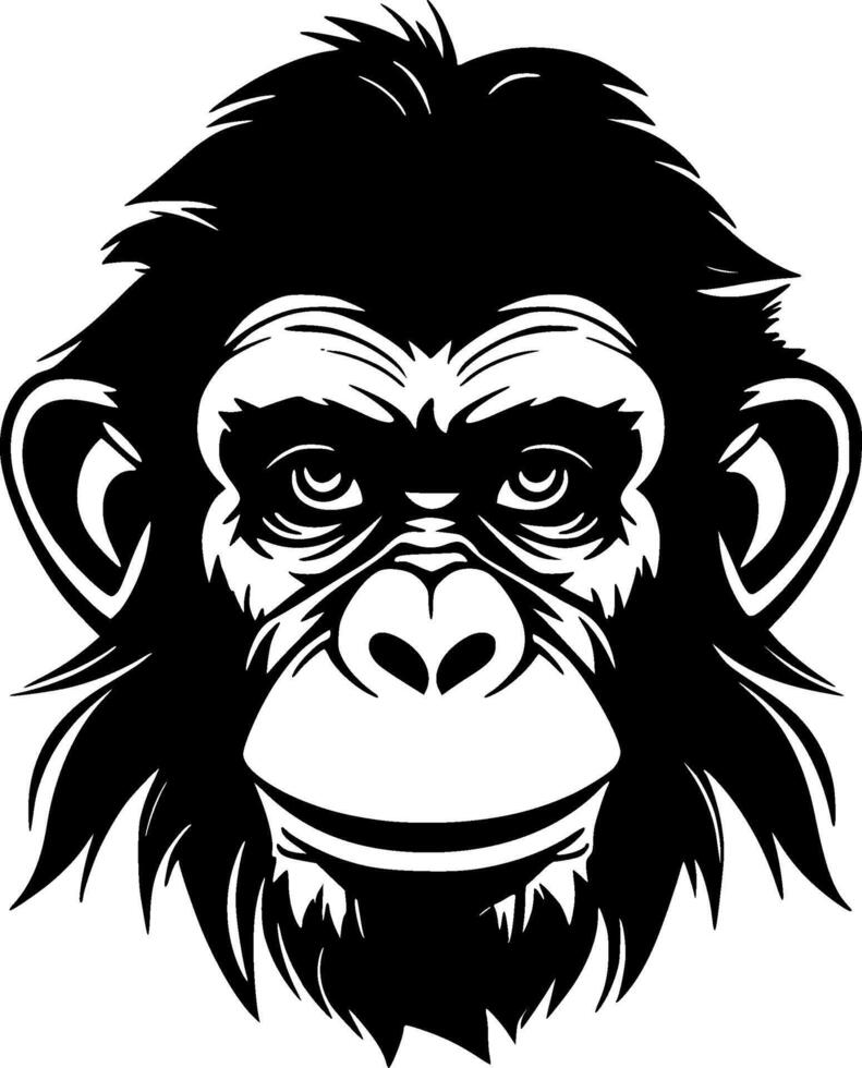chimpanzé - noir et blanc isolé icône - vecteur illustration